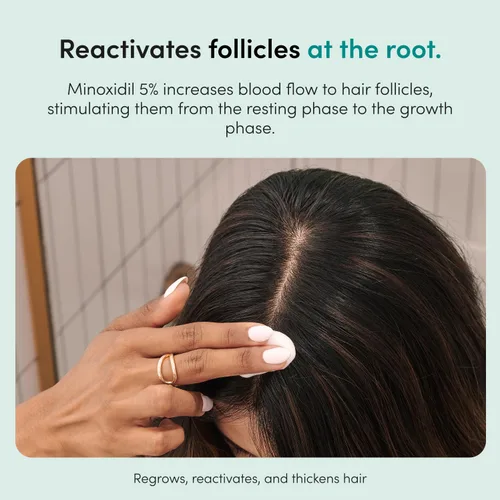 Miniatura 3 de Tratamiento para el crecimiento del cabello hers - Espuma tópica de minoxidil al 5% para mujeres - Fuerza extra - Apoya cabello más grueso