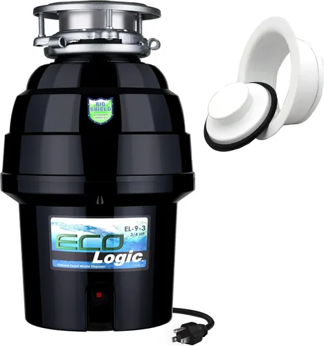 Miniatura 13 de Eco Logic EL-9-DS-BN 9 Deluxe Designer Series - Eliminador de residuos de alimentos con brida de fregadero de níquel cepillado, 3/4 HP Brida