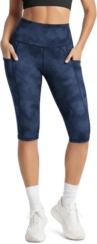 Miniatura 29 de ODODOS - Leggings capri de cintura alta para mujer con bolsillos, control de abdomen, no se transparentan, para entrenamiento atlético, running