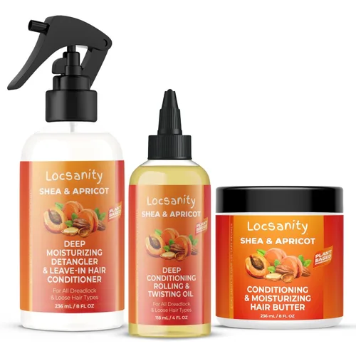 Locsanity Mantequilla Capilar Suelta de Karité y Albaricoque, Natural, Acondicionadora e Hidratante - Fórmula para Fuerza y Crecimiento LOC (Deja