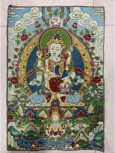 Miniatura 2 de Bordado de seda tibetano Thangka budista Vajrakila Mahāsattv Tangka Yoga Budista Tapiz colgante de pared Arte de pared Decoración del hogar Tapiz