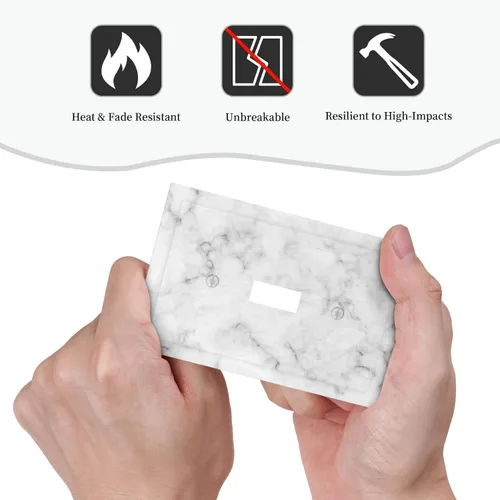 Miniatura 6 de Cubierta de interruptor de luz de palanca individual de mármol blanco y gris, placa frontal de plástico de 1 pandilla para decoración del hogar, 5 x
