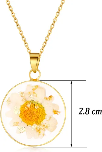 Miniatura 13 de Forget-Me-Not and Queen Anne's Lace Pressed Wildflower Necklace Birth Month Real Flower Necklace Gold/Silver Pressed Flower Jewelry