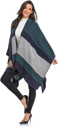 Miniatura 5 de Immerguter Capa tipo poncho tipo chal para mujer para otoño e invierno
