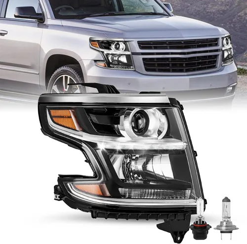 Miniatura 7 de JSBOYAT Conjunto de faros delanteros LED DRL proyector con bombillas para Chevy Tahoe 15-20/Suburban Halogen Headlamp
