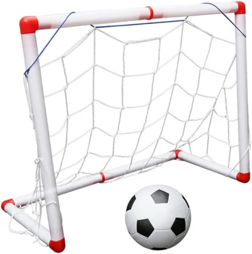 Mini portería de fútbol con fútbol e inflador, red deportiva plegable para interiores para puerta de fútbol portátil resistente a la intemperie para