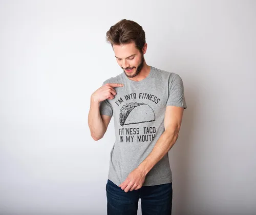 Miniatura 8 de Camisa divertida para hombre de fitness Taco con diseño humorístico sarcástico de gimnasio