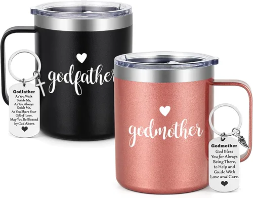 LiqCool Regalo de propuesta de padrinos, juego de tazas de madrina y padrino, propuesta de regalos de padres de Dios, regalos de Navidad para