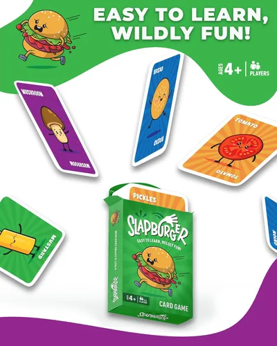 Miniatura 6 de Juego de cartas Slapburger - Juegos rápidos para niños y familias a partir de 4 años - Divertido juego de cartas para cumpleaños, aula, camping