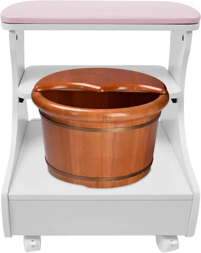 Miniatura 11 de Carrito de baño de pies para mesa de masaje de descanso de pies, carrito moderno para baño de pies, pedicura, reposapiés, taburete con ruedas