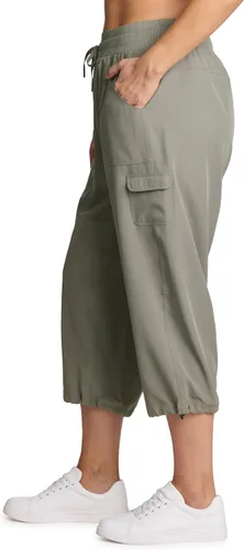 Miniatura 27 de RBX Active - Pantalón capri para mujer, talla grande, ligero, tejido, con cordón, estilo cargo