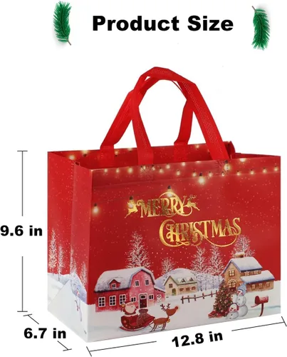 Miniatura 2 de Venforze 36 bolsas reutilizables de Navidad, bolsas de regalo no tejidas, 12.8 x 9.8 x 6.7 pulgadas