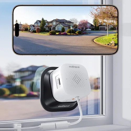 Outinput Cámara de ventana sin taladro de 3MP 2K para seguridad del hogar, cámara de vigilancia de 2.4G y 5GHz con montaje en ángulo de visión
