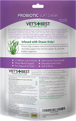 Miniatura 7 de Vet's Best Suplementos probióticos masticables suaves para perros Apoya la salud digestiva del perro Promueve un intestino saludable