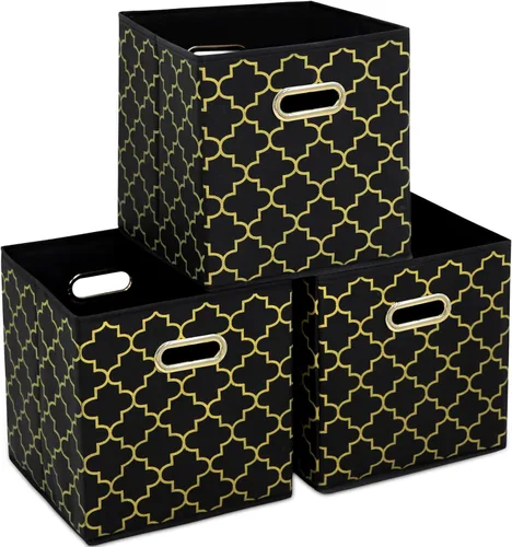 Miniatura 59 de Contenedores de almacenamiento de tela, organizadores de tela con asa, cubos plegables para almacenamiento de tela o accesorios, 11 x 11 x 11 Naranja