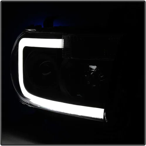 Miniatura 7 de ACANII - Faros delanteros para Toyota Tundra 2007-2013 con tubo LED ahumado negro estilo de mejora, juego de faros delanteros izquierdo y derecho