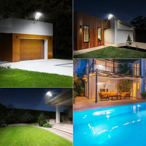 Miniatura 7 de LANGY Farolas solares impermeables para exteriores, sensor de movimiento de 6500 K del atardecer al amanecer con control remoto, luz LED