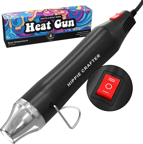 HIPPIE CRAFTER Pistola de calor para manualidades, pistola de calor artesanal de 2 velocidades de 300 W, mini herramienta de soplete de aire