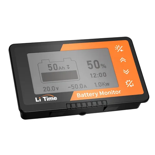 LiTime 500A Monitor de batería con derivación, monitor de batería 8V-120V para RV, motocicleta, carrito de golf, panel solar con pantalla LCD