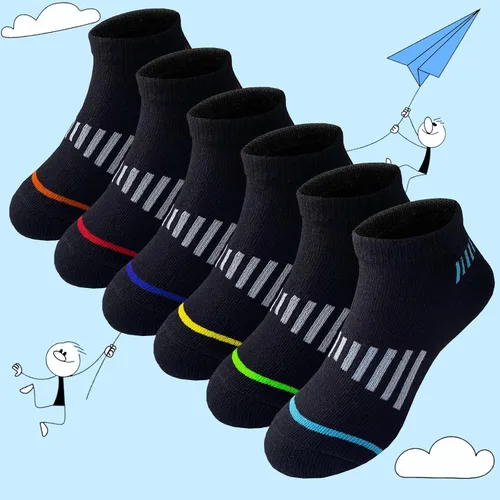 Miniatura 24 de 12 pares de calcetines de algodón atléticos para niños, calcetines de algodón medio acolchados de corte bajo