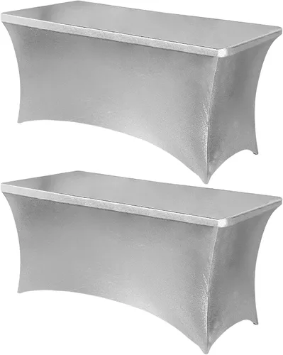 Miniatura 95 de Obstal Funda de mesa de elastano elástica de 4 pies para mesas plegables estándar, paquete de 2 manteles rectangulares universales ajustables
