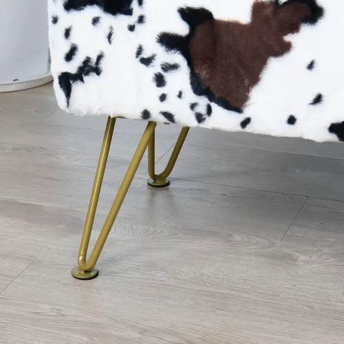 Miniatura 3 de Otomana rectangular larga de piel sintética de vaca de 46"x16"x17" Banco de entrada reposapiés taburete suave y peludo Banco de asiento de acento