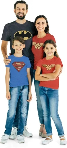 DC Comics Camiseta familiar a juego de Batman Superman Wonder Woman de la Liga de la Justicia para bebés y adultos