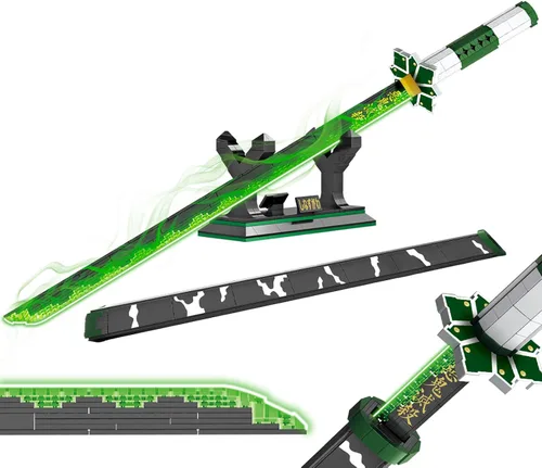 Miniatura 10 de HIGH GODO Demon Anime Sword Building Set, Kit de Bloques de Hacha y Martillo Meteoro de 43 Pulgadas, Set de Bloques de Construcción de Armas