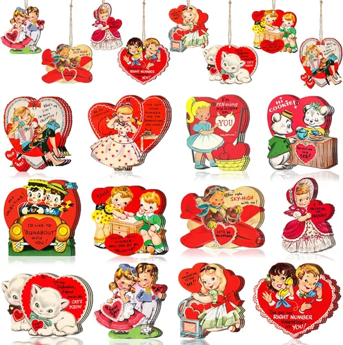 Miniatura 9 de 36 adornos de Navidad vintage para decoración de árboles, adornos retro de madera con niña, muñeco de nieve, decoración navideña de reno para árbol
