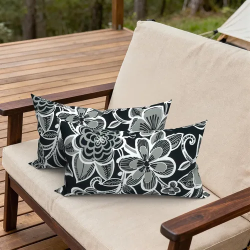 Miniatura 819 de Juego de 2 almohadas para exteriores de 16 x 16 pulgadas, repelentes al agua con interiores, para muebles de patio, hogar, jardín, geometría bohemia