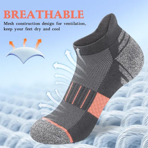 Miniatura 3 de Amutost Calcetines tobilleros para mujer, calcetines atléticos para correr, cómodos, acolchados, 6 pares