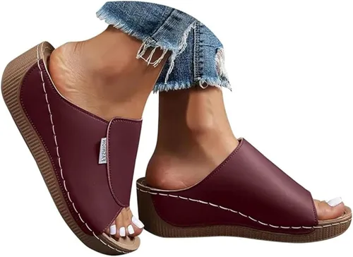 Miniatura 7 de Sandalias ortopédicas para mujer, con plataforma elegante, cómodas, ortopédicas, informales, para verano, con soporte de arco Rosa