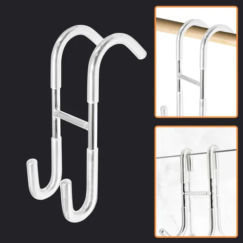 Miniatura 4 de Hitefu 2 ganchos para puerta de ducha, gancho de cristal plateado para colgar en la puerta, sin marco, para toallas, batas, trajes de baño