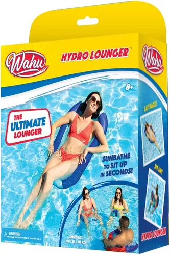 Miniatura 9 de WAHU Hydro Lounger - Flotador versátil para tomar el sol, tumbona inflable para playa y piscina con válvula de inflado/desinflado, azul/azul claro