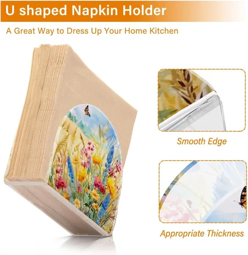 Miniatura 4 de Servilleteros de flores rurales y mariposas para mesas, servilleteros de acrílico transparente, servilleteros de cóctel para cocina, restaurante