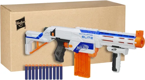 Miniatura 3 de NERF N-Strike Elite Retaliator Blaster, Stock, Grip, Cañón, Cargador de 12, 12 Dardos, Juguetes al Aire Libre para Niños de 8+ (Exclusivo de Amazon)