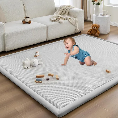 Miniatura 53 de Alfombra de juego para acostar al bebé, alfombrilla para guardería, tapete tipo tatami de espuma viscoelástica de 1.3 pulgadas de grosor, para bebés