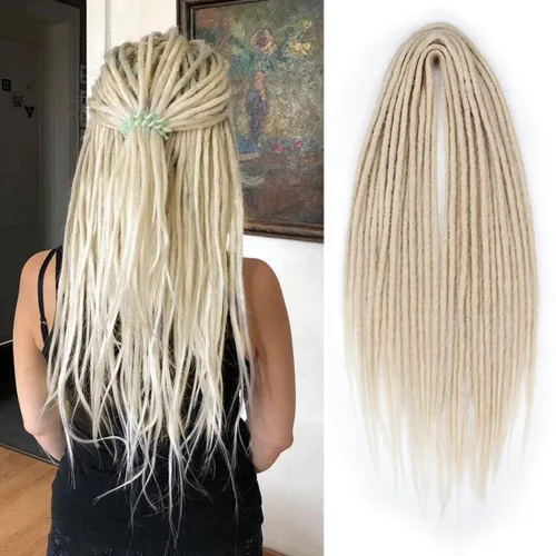 Miniatura 51 de 15 extensiones de rastas de doble extremo, 24 pulgadas, extensiones de rastas falsas de 0.6 pulgadas, color marrón degradado, extensiones de rastas