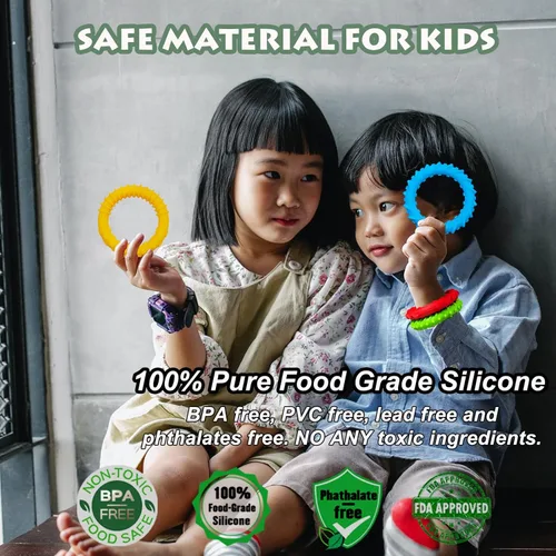Miniatura 5 de Flyaway Paquete de 4 pulseras sensoriales para niños con autismo, TDAH, ansiedad, textura, silicona, ayuda motora oral, juguetes sensoriales
