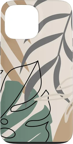 Miniatura 23 de Funda abstracta minimalista exótica para iPhone 13 Pro Tropical Botanical Beige Brown