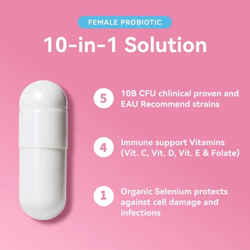 Miniatura 5 de Gynable - Probiótico vaginal para mujeres, probiótico femenino para equilibrio de pH, actualizado a 10 mil millones de UFC, probióticos para control