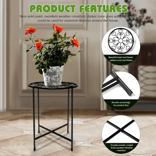 Miniatura 3 de KABB Soporte de metal para plantas, juego de macetas de 15 pulgadas de alto, moderno soporte de hierro redondo de 10 pulgadas a prueba de óxido