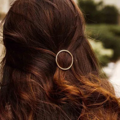 Pasador circular para el cabello, horquilla dorada hueca, redonda, minimalista, diseño geométrico, accesorios para el cabello de metal para mujeres