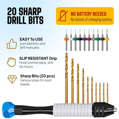 Miniatura 2 de Juego de micro brocas con tornillo de banco de pasador Taladro de mano pequeño - Manual de taladro manual de tornillo de banco de pasador, mini
