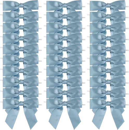 Miniatura 22 de AIMUDI Lazos con Alambre de Amarre para Bolsas de Golosinas de 3.5 pulgadas, Lazos de Satén Azul Turquesa para Manualidades, Lazos Prefabricados