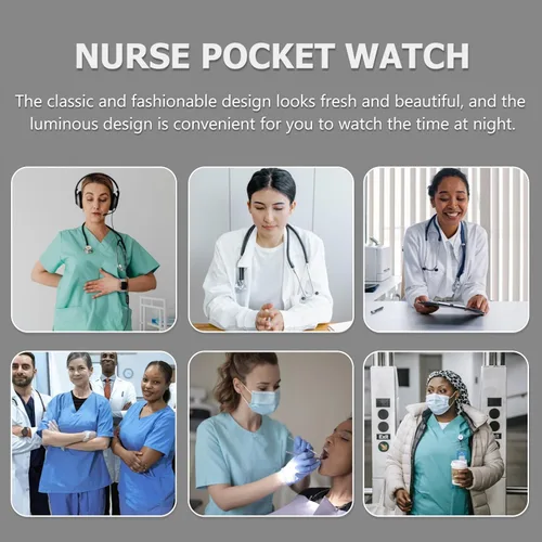 Miniatura 5 de ULTECHNOVO Reloj de enfermera con segunda mano para mujeres y hombres, reloj de solapa para enfermera, reloj de bolsillo de metal con clip en reloj