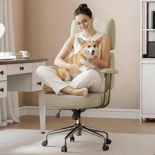 EUREKA ERGONOMIC Sillas de escritorio de oficina en casa, silla ergonómica para computadora con respaldo alto, silla de oficina ejecutiva con Blanco