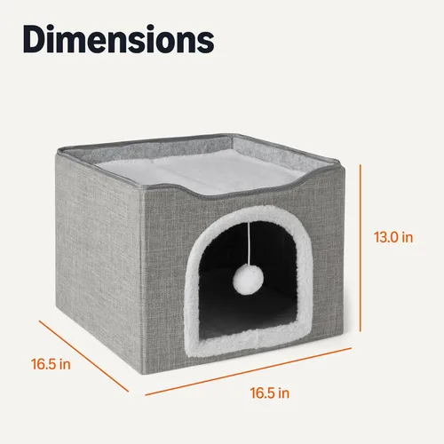 Miniatura 5 de Amazon Basics Cat House 1 piso, condominio plegable para gatos con almohadilla de sisal para rascar, color gris