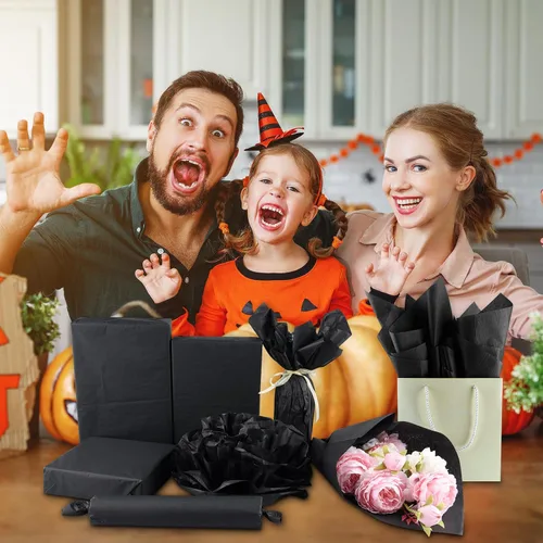 Miniatura 6 de NEBURORA 100 Hojas de Papel de Seda Negro para Bolsa de Regalo de 20 x 14 Pulgadas Papel de Seda de Envoltura a Granel Papel de Arte Decorativo