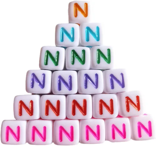 Miniatura 30 de Xeahung 200 cuentas de letras acrílicas cuadradas multicolor para hacer joyas, llaveros de bricolaje, collares, pulseras, decoraciones